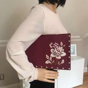 WHBM burgundy embellished envelope clutch. NWT